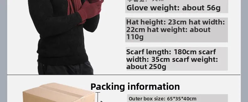 Autumn and Winter New Products Men's and Women's Fashion Atmosphere Winter Knitted Solid Color Scarf Hat Glove 3-Piece Set