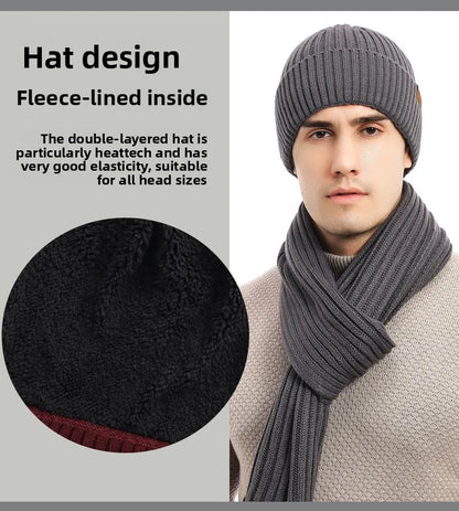 Autumn and Winter New Products Men's and Women's Fashion Atmosphere Winter Knitted Solid Color Scarf Hat Glove 3-Piece Set