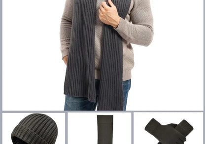Autumn and Winter New Products Men's and Women's Fashion Atmosphere Winter Knitted Solid Color Scarf Hat Glove 3-Piece Set