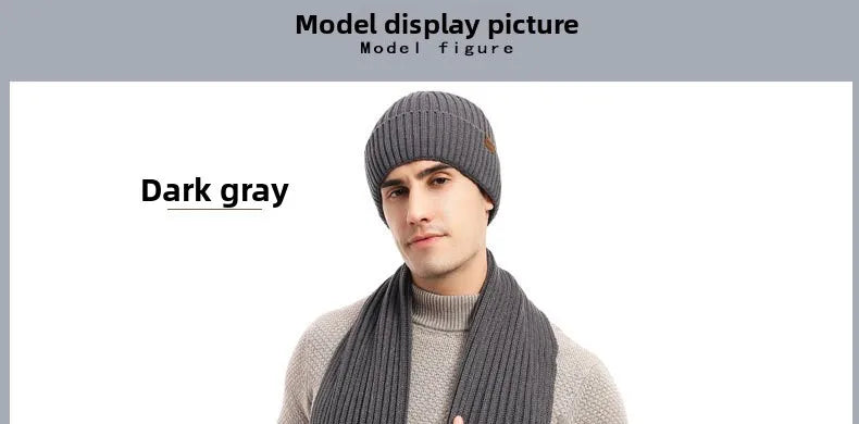 Autumn and Winter New Products Men's and Women's Fashion Atmosphere Winter Knitted Solid Color Scarf Hat Glove 3-Piece Set