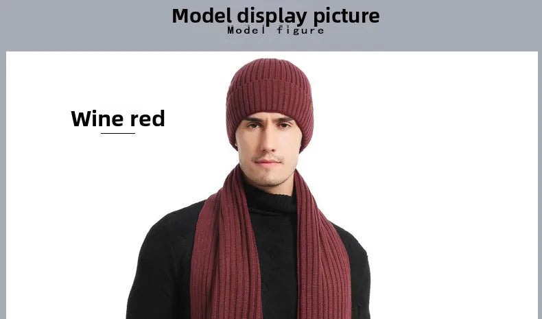 Autumn and Winter New Products Men's and Women's Fashion Atmosphere Winter Knitted Solid Color Scarf Hat Glove 3-Piece Set