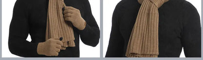 Autumn and Winter New Products Men's and Women's Fashion Atmosphere Winter Knitted Solid Color Scarf Hat Glove 3-Piece Set