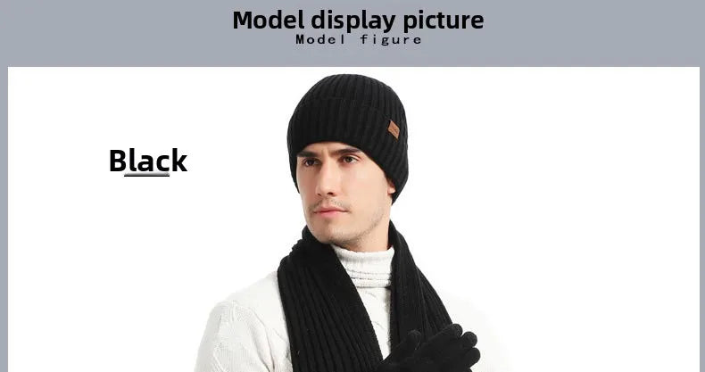 Autumn and Winter New Products Men's and Women's Fashion Atmosphere Winter Knitted Solid Color Scarf Hat Glove 3-Piece Set