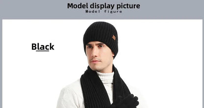 Autumn and Winter New Products Men's and Women's Fashion Atmosphere Winter Knitted Solid Color Scarf Hat Glove 3-Piece Set