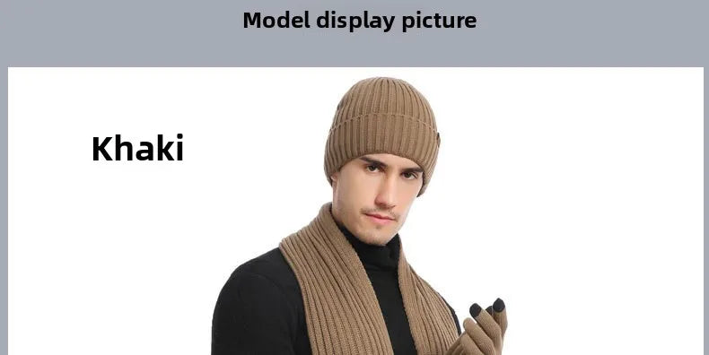 Autumn and Winter New Products Men's and Women's Fashion Atmosphere Winter Knitted Solid Color Scarf Hat Glove 3-Piece Set