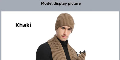 Autumn and Winter New Products Men's and Women's Fashion Atmosphere Winter Knitted Solid Color Scarf Hat Glove 3-Piece Set