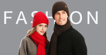 Autumn and Winter New Products Men's and Women's Fashion Atmosphere Winter Knitted Solid Color Scarf Hat Glove 3-Piece Set
