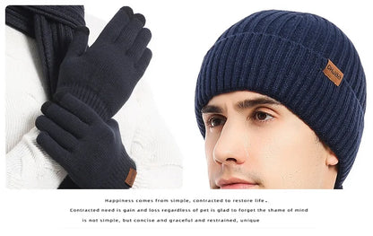 Autumn and Winter New Products Men's and Women's Fashion Atmosphere Winter Knitted Solid Color Scarf Hat Glove 3-Piece Set