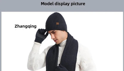 Autumn and Winter New Products Men's and Women's Fashion Atmosphere Winter Knitted Solid Color Scarf Hat Glove 3-Piece Set
